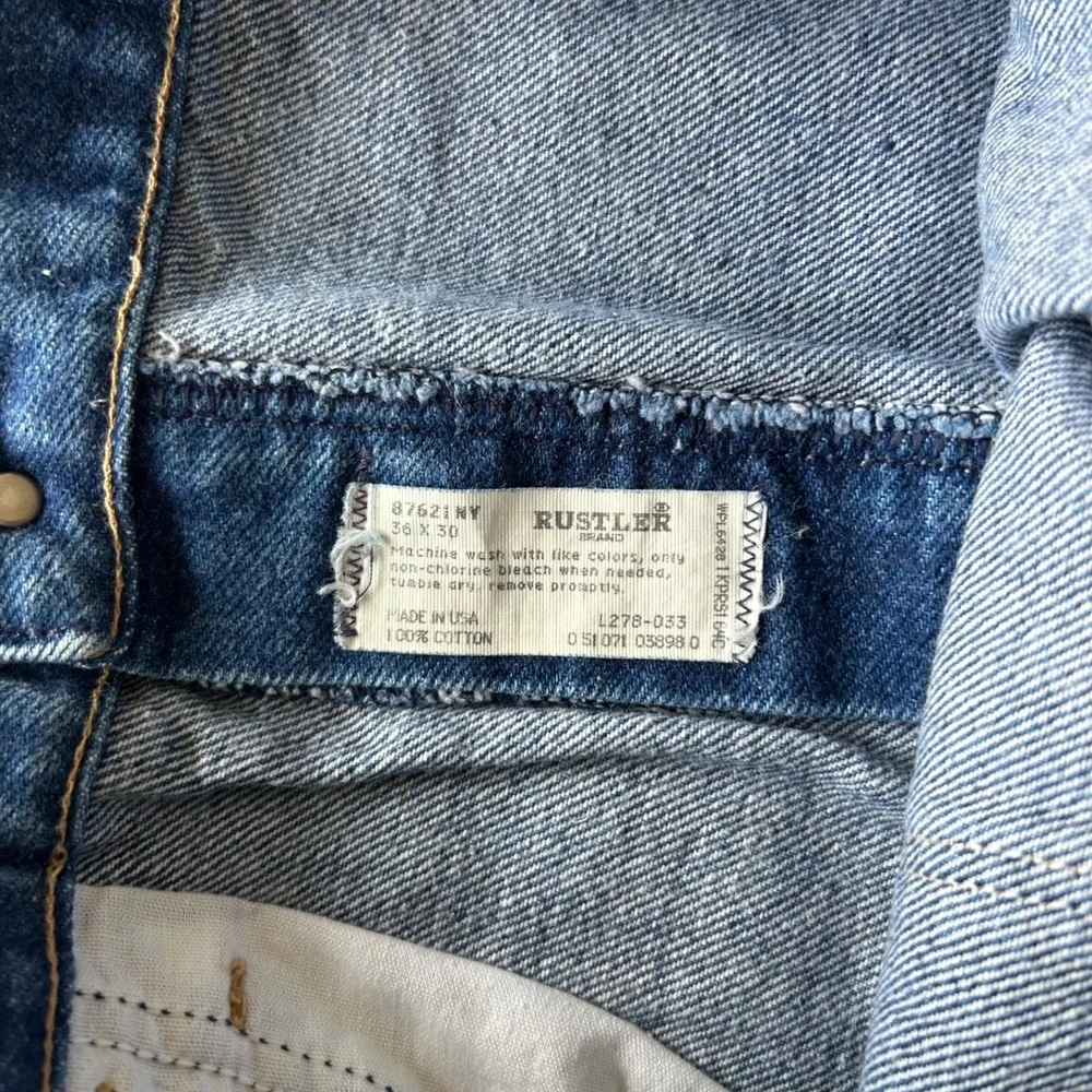Vintage 70s Rustler Jeans‎ Size 36x30 Blue Medium Wash Denim Talon Zip USA Made